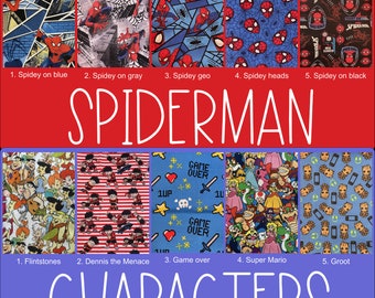 Spiderman and characters scrub caps, 3 styles for women plus skull cap