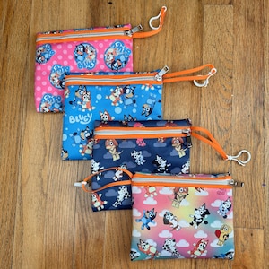 Blue dog-Handmade customizable pencil pouch/makeup bag//glasses case