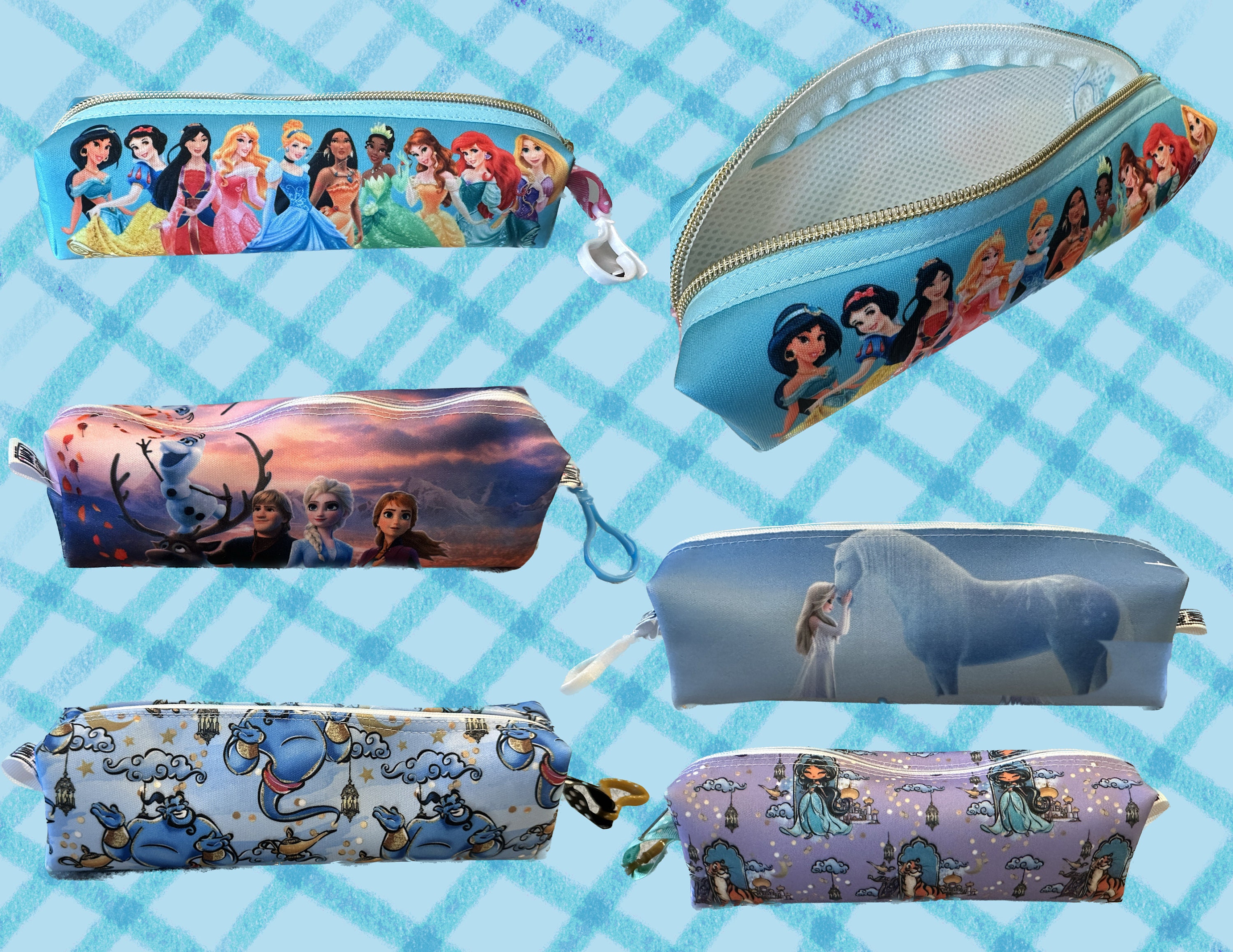 Frozen Character Single Zipper Purple Pencil Case