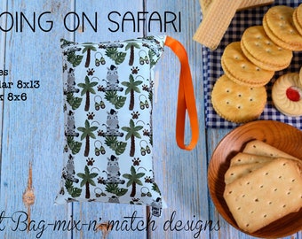 Safari patterns-waterproof, reusable, zippered, food safe, wet bag. A must for everyone (including the dog) BUY 3 get a 4th one FREE