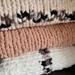 Beautiful Handmade chenille chunky knit throws. In various colours.