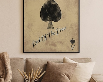 Distressed Ace of Spades Print Vintage Playing Card Art Poster