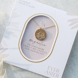 Magnolien Kette: Gold gefüllter Anhänger, Freundschaftsgeschenk