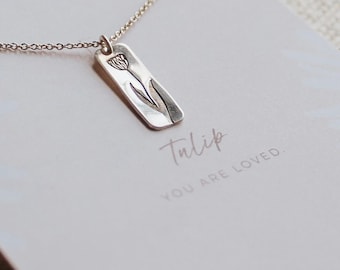 Tulip Necklace, Sterling Silver or Gold Filled Jewelry, Birthday Gift for Wife
