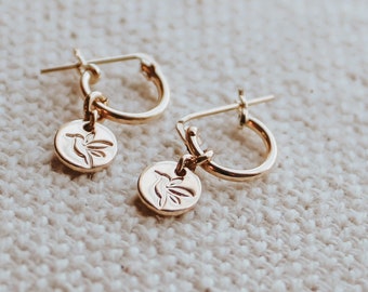 Charm Hoop Earrings, Personalized Earring Jewelry, Birthday Gift for Friend