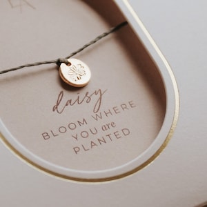 Gold Filled Daisy Bracelet: Hand Stamped Flower Charm