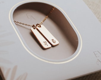 Personalized Initial Necklace, Hand Stamped Initial Jewelry, Gifts for Mom