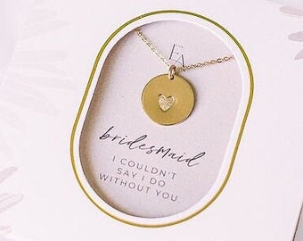 Bridesmaid Proposal Necklace - Adjustable Heart Charm Necklace in Sterling Silver or Gold-Filled    User