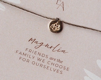 Magnolia Bracelet: Hand Stamped Sterling Silver Charm, Friendship Gift