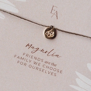 Magnolia Bracelet: Hand Stamped Sterling Silver Charm, Friendship Gift