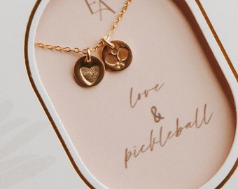 Pickleball Necklace, Sterling Silver or Gold Filled Charm Necklace, Thoughtful Gift for Pickleballer