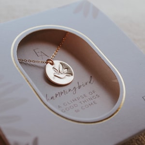 Hummingbird Necklace: Hand Stamped Sterling Silver Good Luck Charm