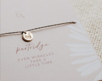 Fertility Bracelet, Partridge Cord Jewelry, Sterling Silver or Gold Filled