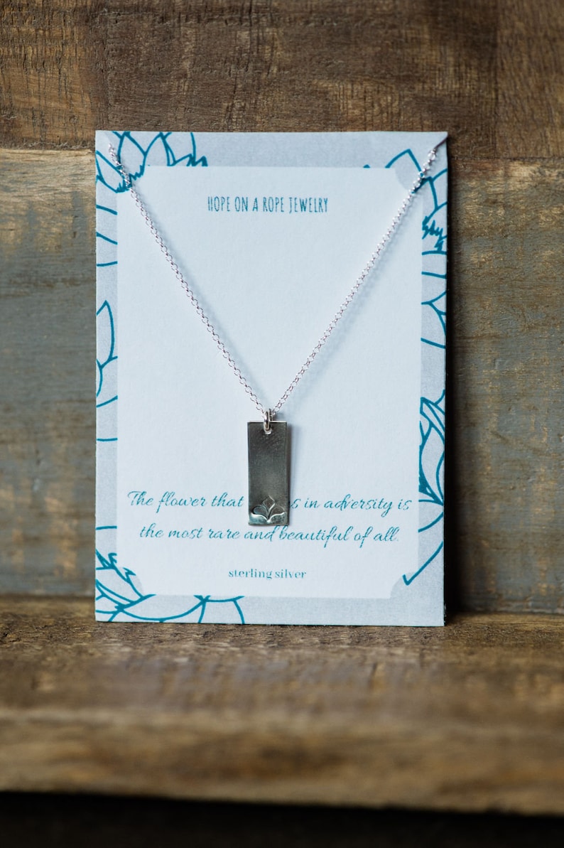 Simple Yoga Jewelry Dainty Necklace for Her Sterling Silver Lotus Bar Necklace