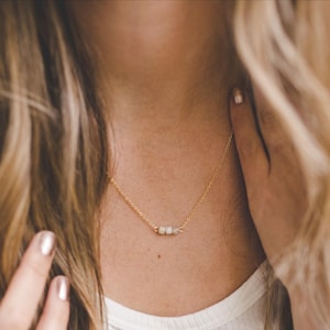 Dainty Morganite Necklace: Gold-Filled or Sterling Silver Chain