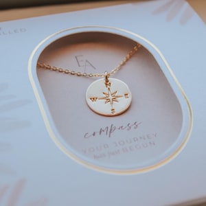 Compass Necklace, Dainty Gold Charm Jewelry, Meaningful Gift for Graduate