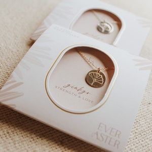Ginkgobladketting: gold filled bedel, handgestempelde sieraden