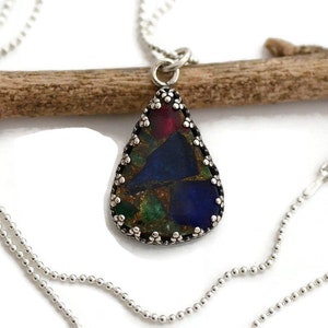 Copper Tourmaline Multi Color necklace pendant colorful gemstone boho pendant sterling silver unique bohemian tourmaline jewelry for women image 6