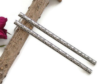 Long thin sterling silver bar stud earrings bar earrings dangle stud minimalist earrings minimalist jewelry bar earrings silver hammered bar