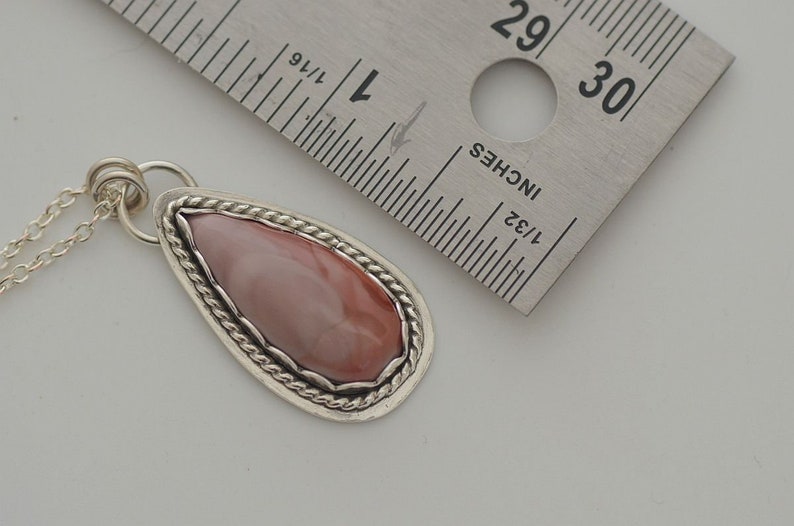 Sterling silver Royal Imperial jasper necklace pendant pink jasper necklace natural stone necklace minimalist jewelry artisan handmade gift image 3