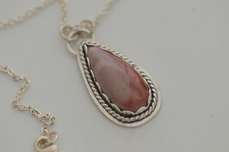 Sterling silver Royal Imperial jasper necklace pendant pink jasper necklace natural stone necklace minimalist jewelry artisan handmade gift image 7