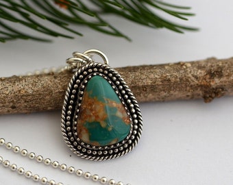 Royston turquoise necklace turquoise pendant natural stone artisan Southwestern jewelry Nevada stone unique gift for her 18 inch ball chain