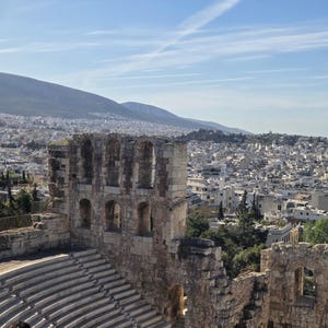 Herodes Atticus Odeon: Ancient Greek Amphitheater by Acropolis in Athens - Historic Architecture Print