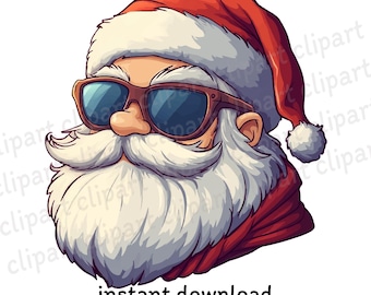 サングラスをかけたレトロなサンタ png svg。ヴィンテージのメリー