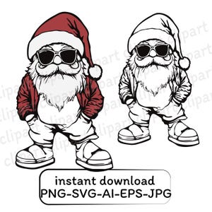 Gnomo de Natal gangster SVG, png, jpg, AI, EPS para Cricut, impressão. Download digital e uso comercial. Arquivo SVG para Cricut.