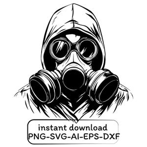 Gasmaske svg. Silhouette für Laserschnitt dxf, Biohazard. Digitales Produkt.