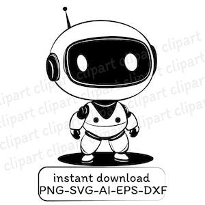 Liebe Tod und Roboter SVG Schwarz Weiß Druck zum digitalen Download und zur kommerziellen Nutzung. Astro Bot Dateien für Cricut, Dxf, PNG.
