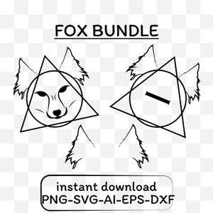 Renard dans l'étoile theriane en fichiers png svg AI EPS et DXF. Oreilles de renard - téléchargement numérique instantané.  Svg de chemise enfant, fichier coupé Cricut