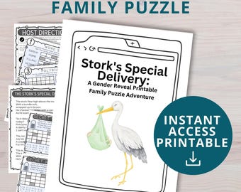 Escape Room para revelar el género, búsqueda del tesoro para revelar el género, pistas para revelar el género, búsqueda del tesoro para baby shower, imprimible de "él o ella"