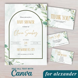 Editable Eucalyptus Baby Shower Invitation, Greenery Baby Shower Invite,  Greenery Eucalyptus Invitation, Gender Neutral Invite, #300