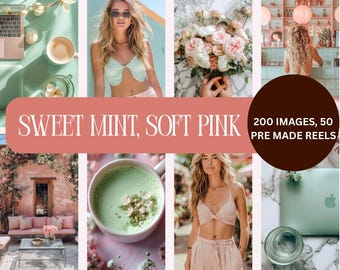 Minty Pink Stock Photos & Videos: Feminine Social Media Branding Bundle (Digital Download)