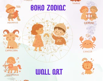 Zodiac Nursery Art: Celestial Star Sign Prints (PDF Download)