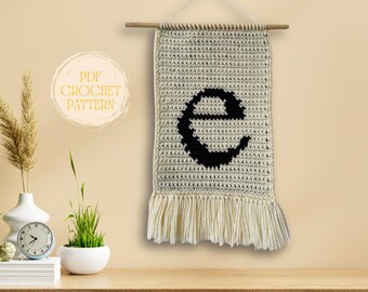 Patrón de tapiz de la letra E a crochet / Video tutorial (Patrón en PDF)