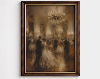 Decorazione murale per sala da ballo vittoriana, dipinto romantico impressionista di danza, arte vintage di lusso, download digitale stampabile.
