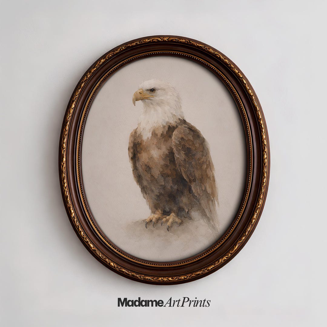 Bald Eagle Portrait Watercolor, Majestic Wildlife Wall Art, Rustic ...