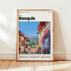 Póster de Basquie, impresión de Basquie, fotografía de Basquie, arte mural de Basquie, póster de Francia, impresión de Francia, País Vasco, impresión digital, regalo de viaje