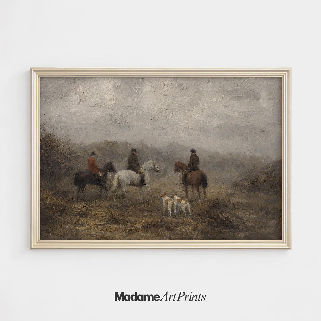 Equestrian Hunting Scene Wall Art, Vintage Horse Riding Print, English ...