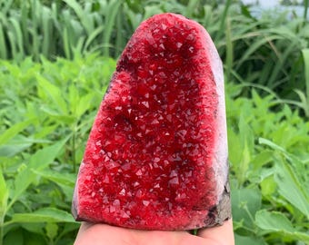 Red Geode quartz Cluster,quartz crystal,Mineral Vug specimen,Green Crystal Cluster specimen,Crystal Gifts 1pc