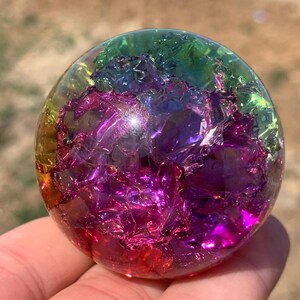 1.9&#39;&#39;+ Magical Color Aura Crackle Sphere,Crystal Glass Ball,Crystal Ball,Crystal sphere,Fine Crystal Gifts 1pc