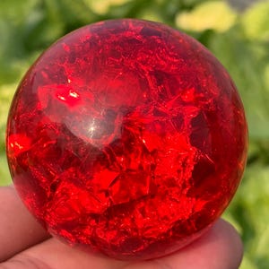 1.9&#39;&#39;+ Magical Red Aura Crackle Sphere,Crystal Glass Ball,Crystal Ball,Crystal sphere,Fine Crystal Gifts 1pc