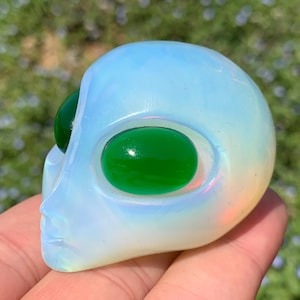 2.3&#39;&#39;+ Opalite quartz crystal Alien skull crystal gifts 1pc
