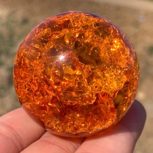 1.9&#39;&#39;+ Magical Orange Aura Crackle Sphere,Crystal Glass Ball,Crystal Ball,Crystal sphere,Fine Crystal Gifts 1pc