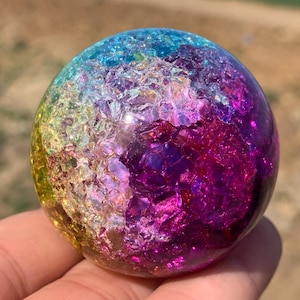 1.9&#39;&#39;+ Magical Color Aura Crackle Sphere,Crystal Glass Ball,Crystal Ball,Crystal sphere,Fine Crystal Gifts 1pc