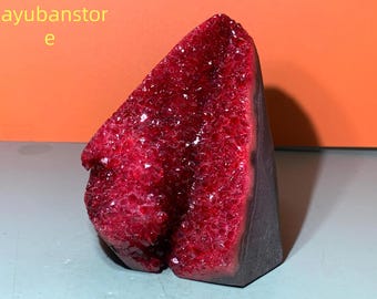 Red Geode quartz Cluster,quartz crystal,Mineral Vug specimen,Crystal Cluster specimen,Crystal Gifts 1pc