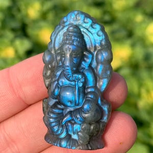 1.9''+ Natural Labradorite quartz crystal Ganesha skull crystal gifts 1pc