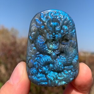 2''+ Natural Labradorite quartz crystal,hand carved Crystal Dragon skull Gifts 1pc